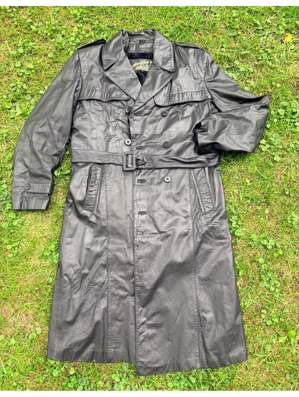 Vintage Golden Collection by Raffaelo full length leather trench coat sz 42